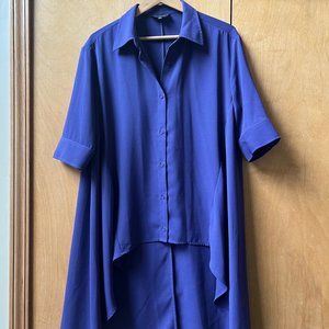 Women's DG2 Diane Gilman Button Down Front, Hi-Low Blouse - Violet - Size S.